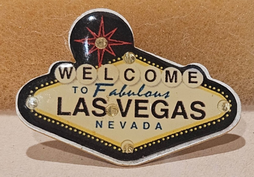 Welcome to Fabulous Las Vegas Lapel Pin - Magnetic Back - Flashing Lights