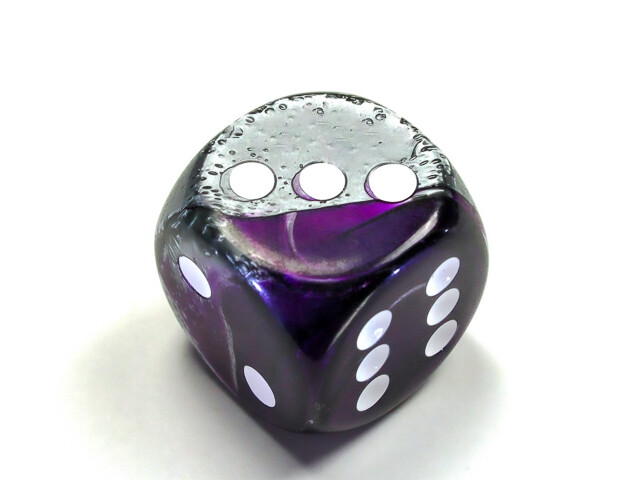 Jumbo 30mm D6 Gemini Purple Steel White Dice Extra Large RPG Tabletop