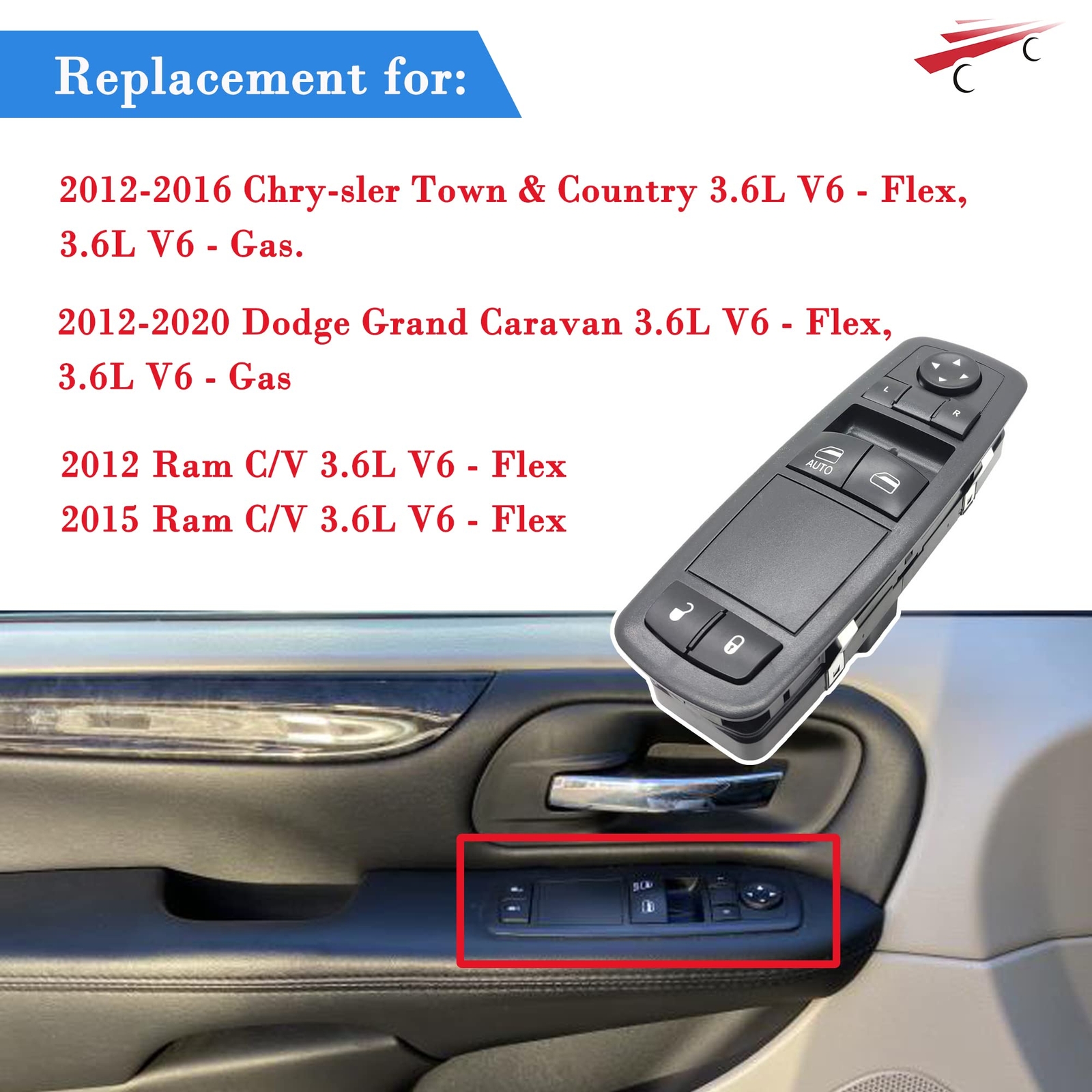 Master Window Switch Control for 2012 2013 2014 2015 Dodge Grand Caravan 1 Auto