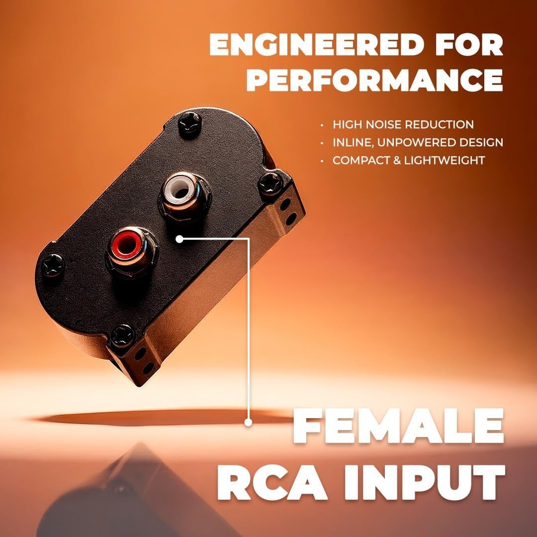 Professional RCA Noise Filter for Car Audio Systems, Eliminates Hum Noise