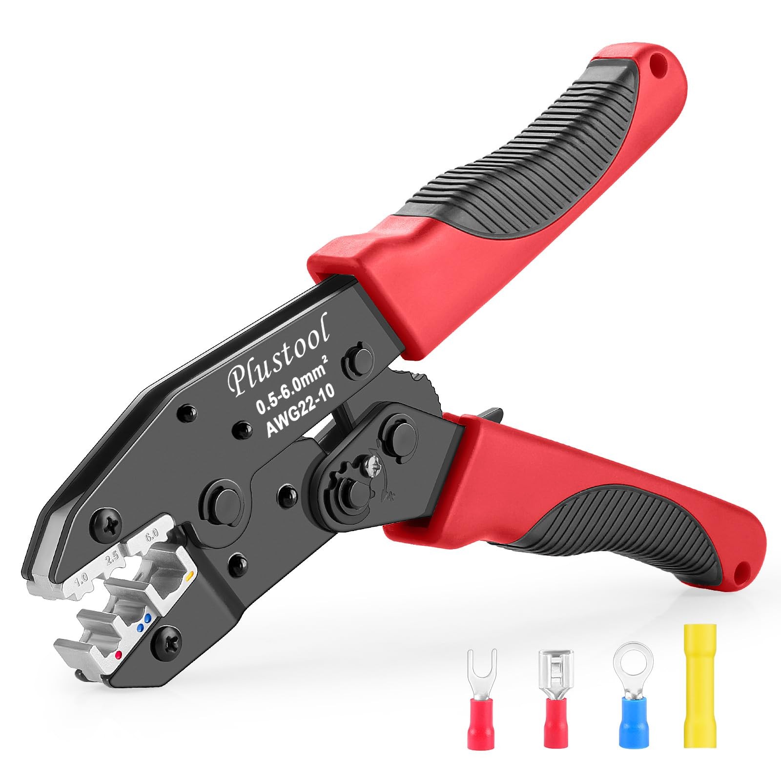 Plustool Crimping Tool for Insulated Electrical Connectors AWG Red&black