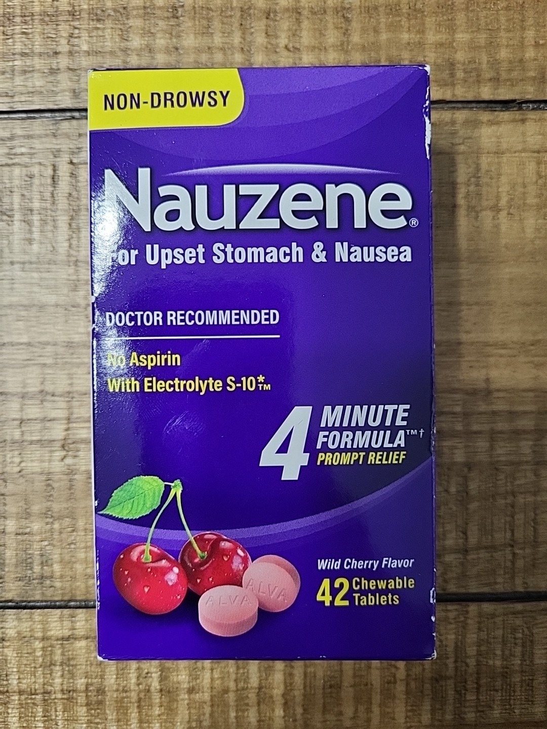 Nauzene for Upset Stomach Nausea 42 Chewable Tablets Wild Cherry Exp 10/26 New