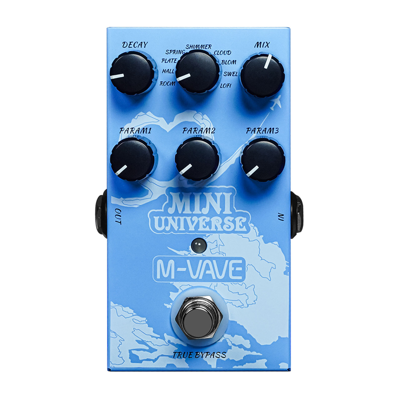 Mini Universe Reverb Guitar Pedal 9 Modes Spring Plate Hall Shimmer True Bypass