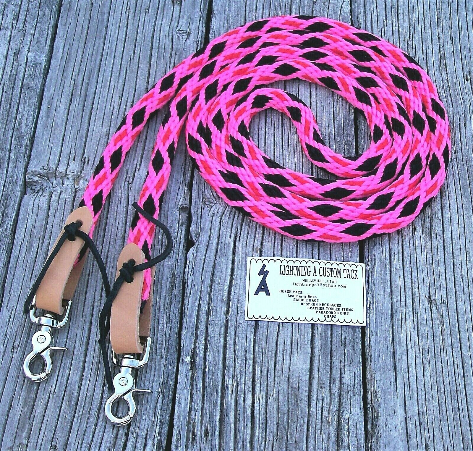10' Reins Rope Roping Rein Barrel Racing Pony Loop Single black pink red