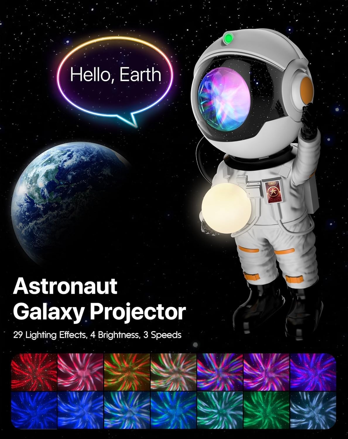 Astronaut Galaxy Projector LED Night Light with Timer and Remote Home Decor