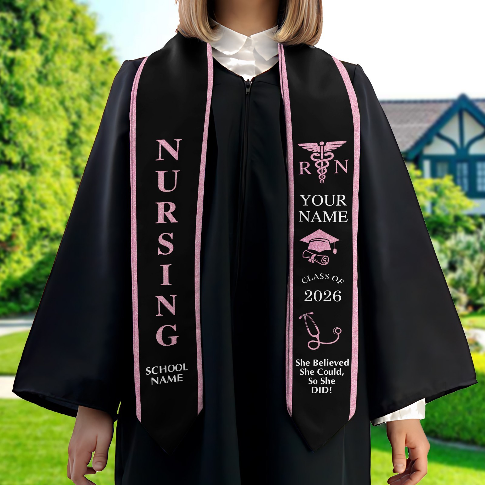 Personalized Nursing Graduation Stole University Senior Class Of 2026 Nurse Gift
