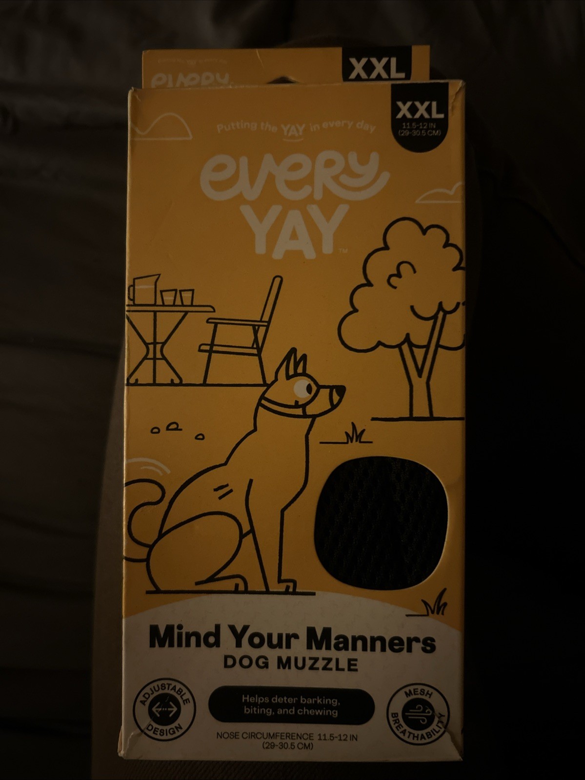 Every Yay Mind Your Manners Grey Nylon and Mesh Dog Muzzle XXL
