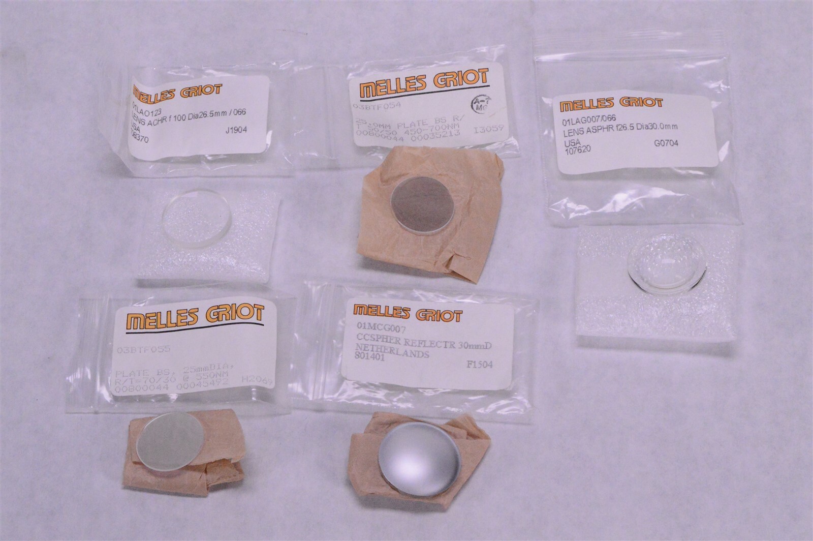 Lot of Melles Griot Lens Filter 03BTF055 01MCG007 01LAO123 03BTF054 01LAG007066