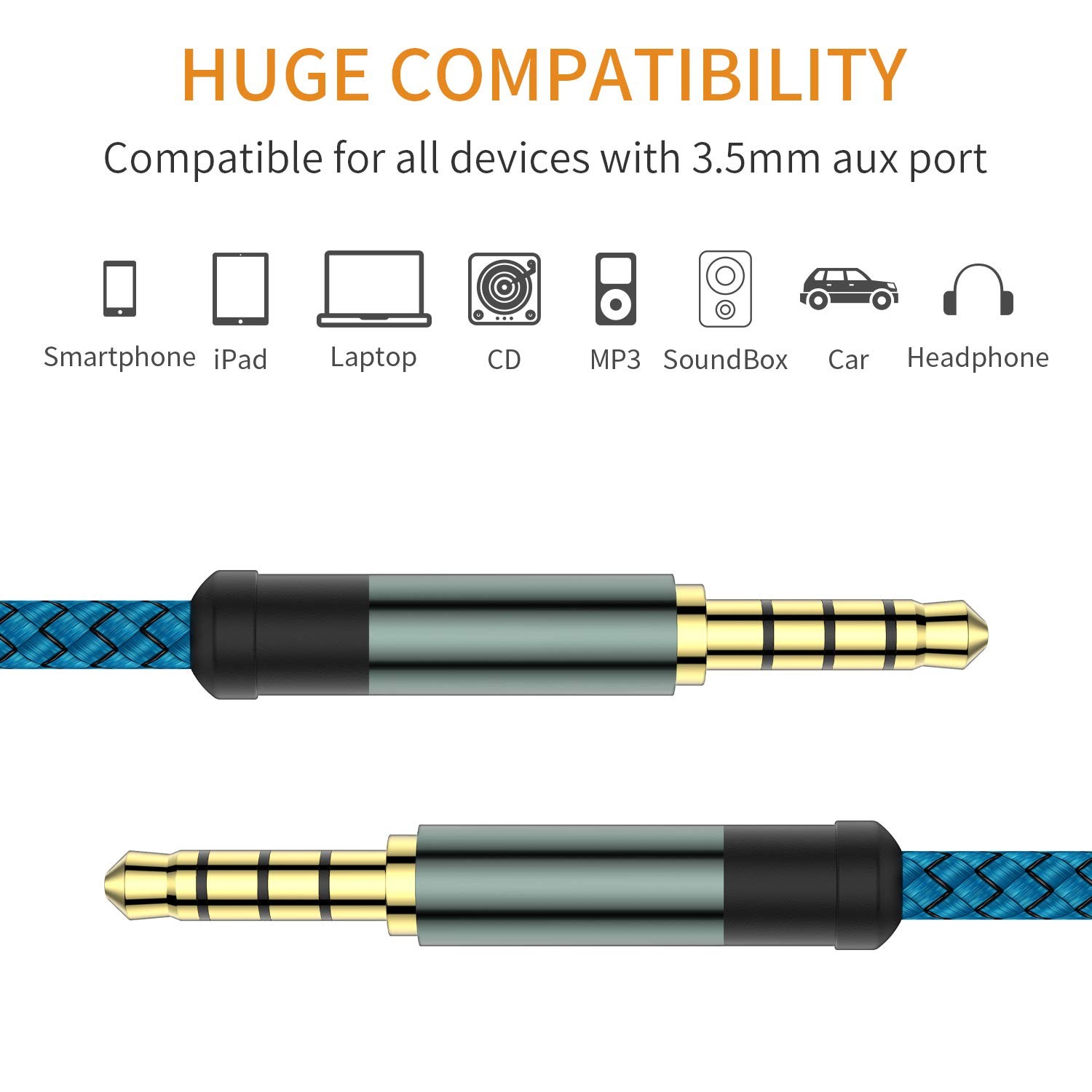 MCSPER 2 Pack TRRS 3.5mm Audio Cable, 5Ft 4-Conductor (4 Pole) with...