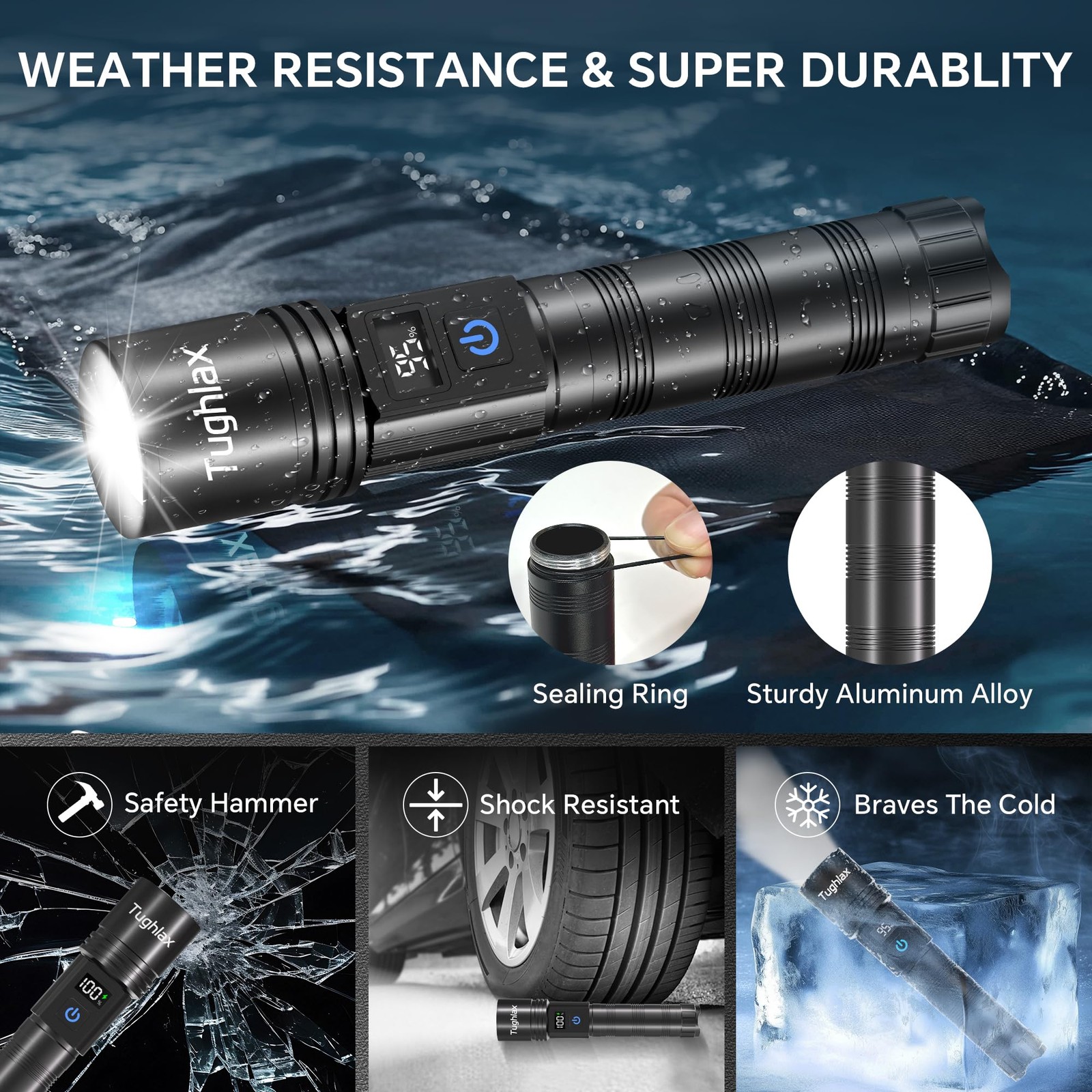 3Pack Rechargeable Flashlights High Lumens, Super Bright Flashlight with LCD ...