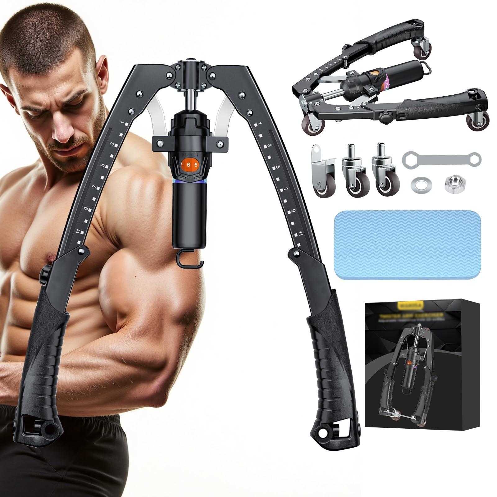 Twister Arm Trainer, 3 in 1 Hydraulic Power Chest Workout Equipment black