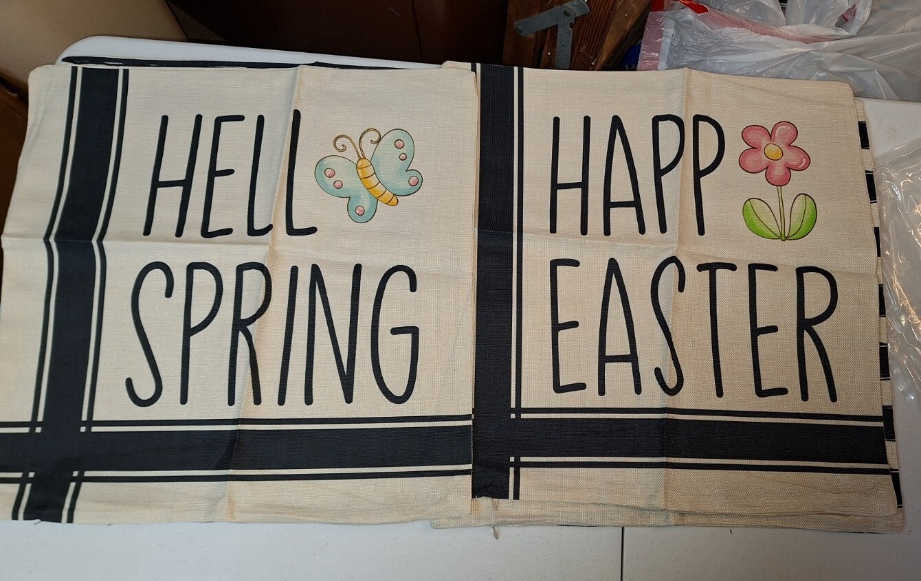 4 Easter Bunny Hello Spring Happy Easter Pillow Cases 17.5x17.5