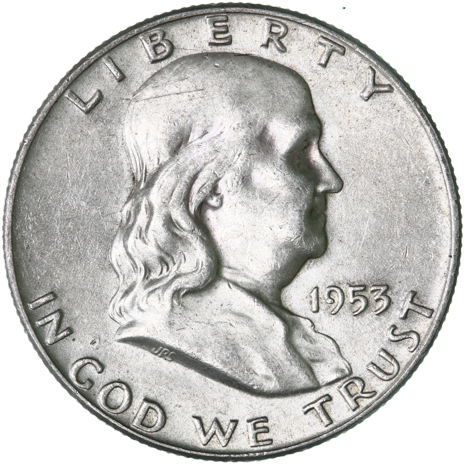1953 D Franklin Half Dollar About Uncirculated 90% Silver