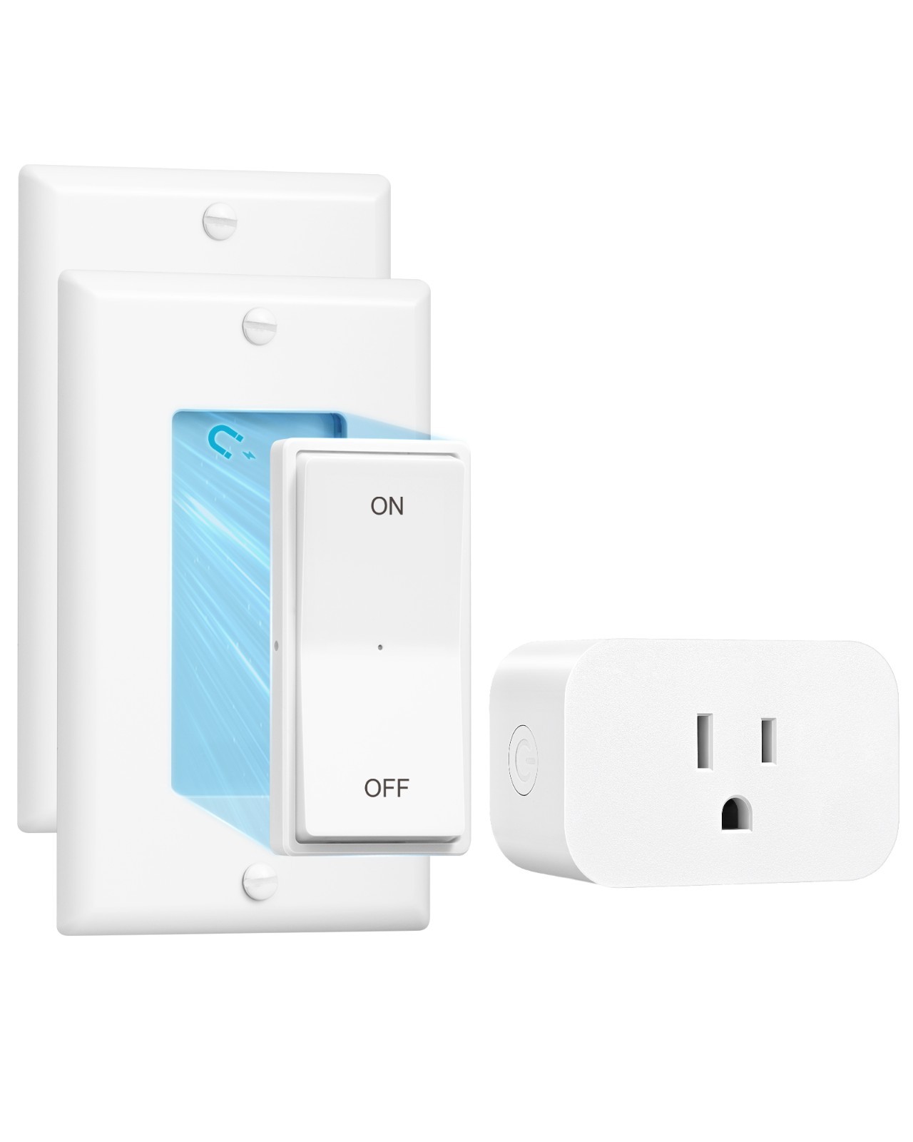 Remote Control Outlet, Magnetic Wireless Light Switch,No Wiring, 100FT RF Signal