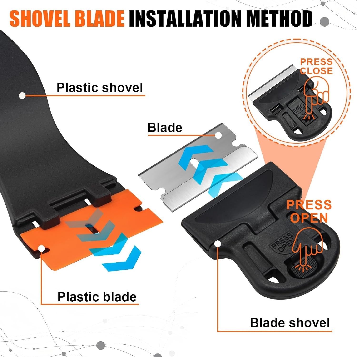 6 Pack Razor Blade Scraper Tool, for Cleaning With Extra 40Pcs Blade Scraper