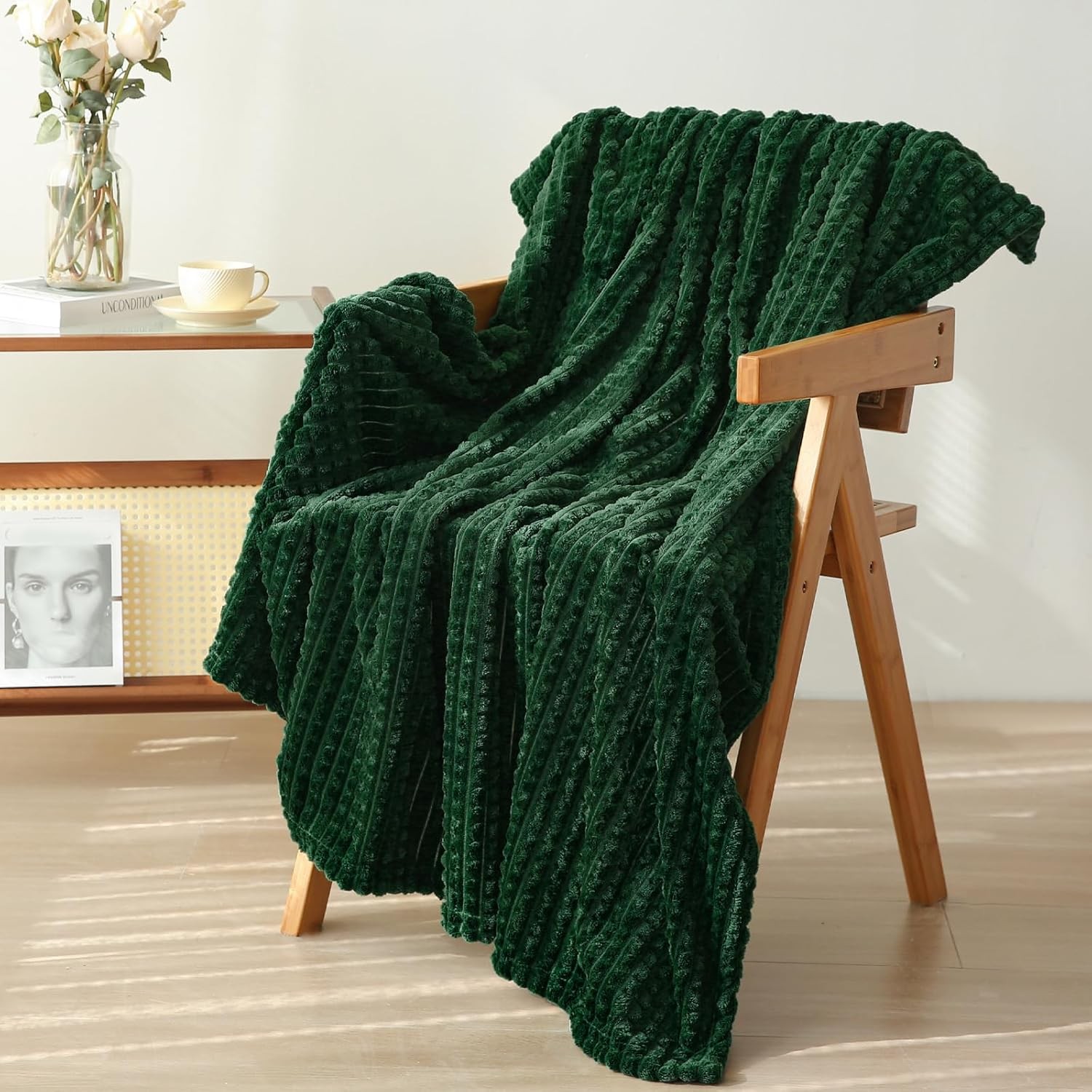 Green Throw Blanket50"×60"Decorations Fleece Super Soft Plush Fuzzy Cozy Blanket
