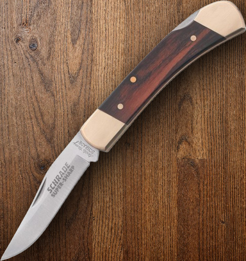 Schrade Uncle Henry Smoky Folding Knife Stainless Steel Blade Wood/Brass Handle