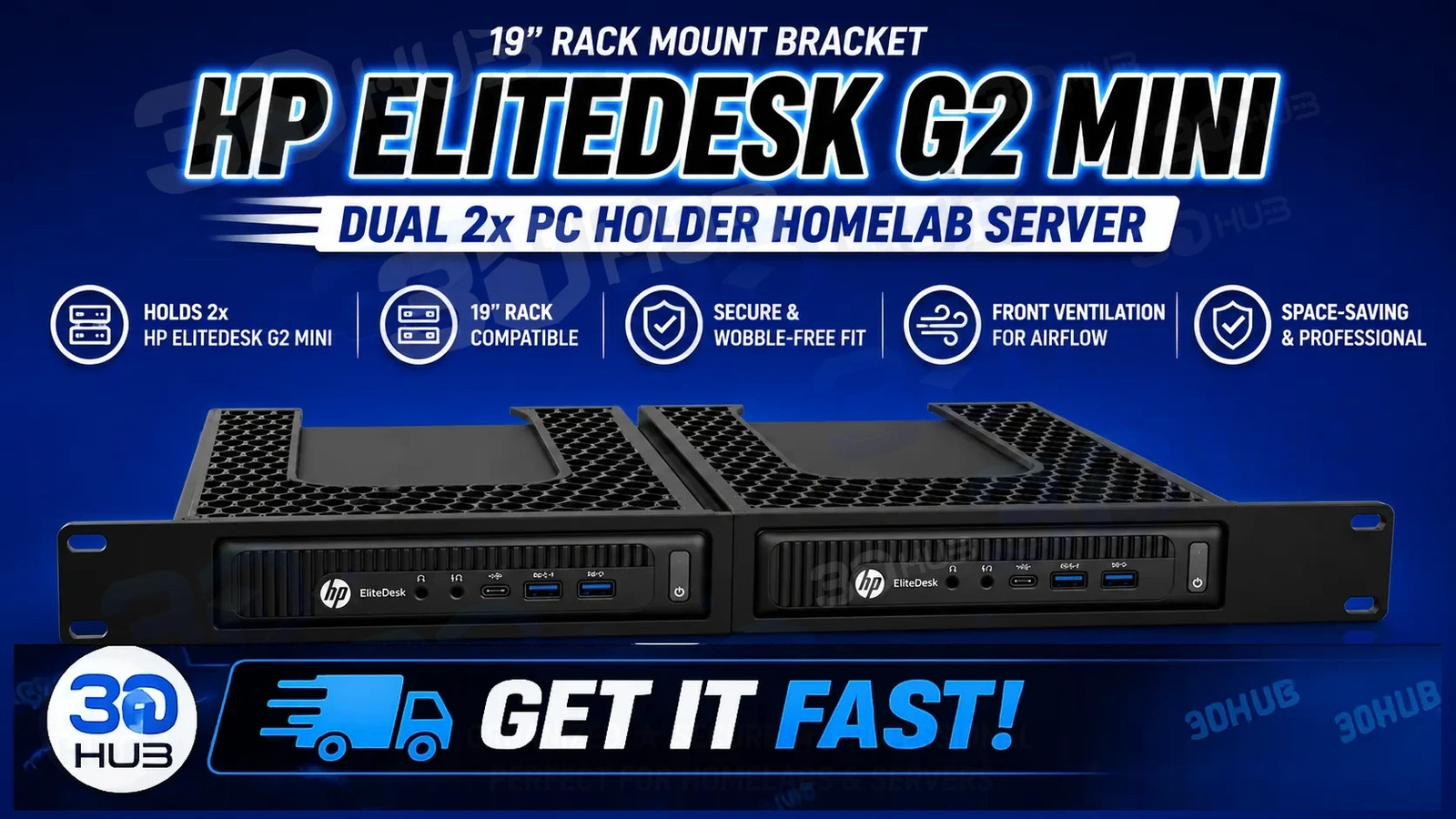 HP EliteDesk G2 Mini 19 Rack Mount Bracket - Dual 2x PC Holder Homelab Server