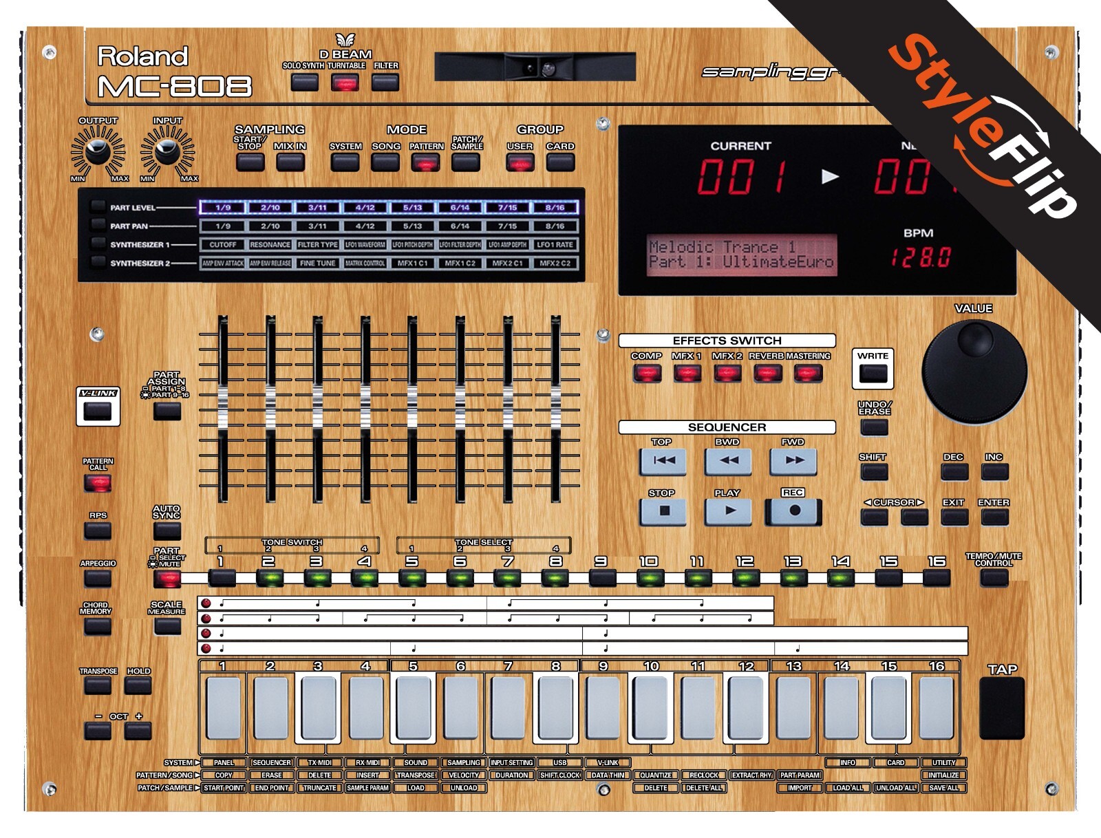 Roland MC 808 Skins | Wood 5 | Protective Decal | StyleFlip Skins