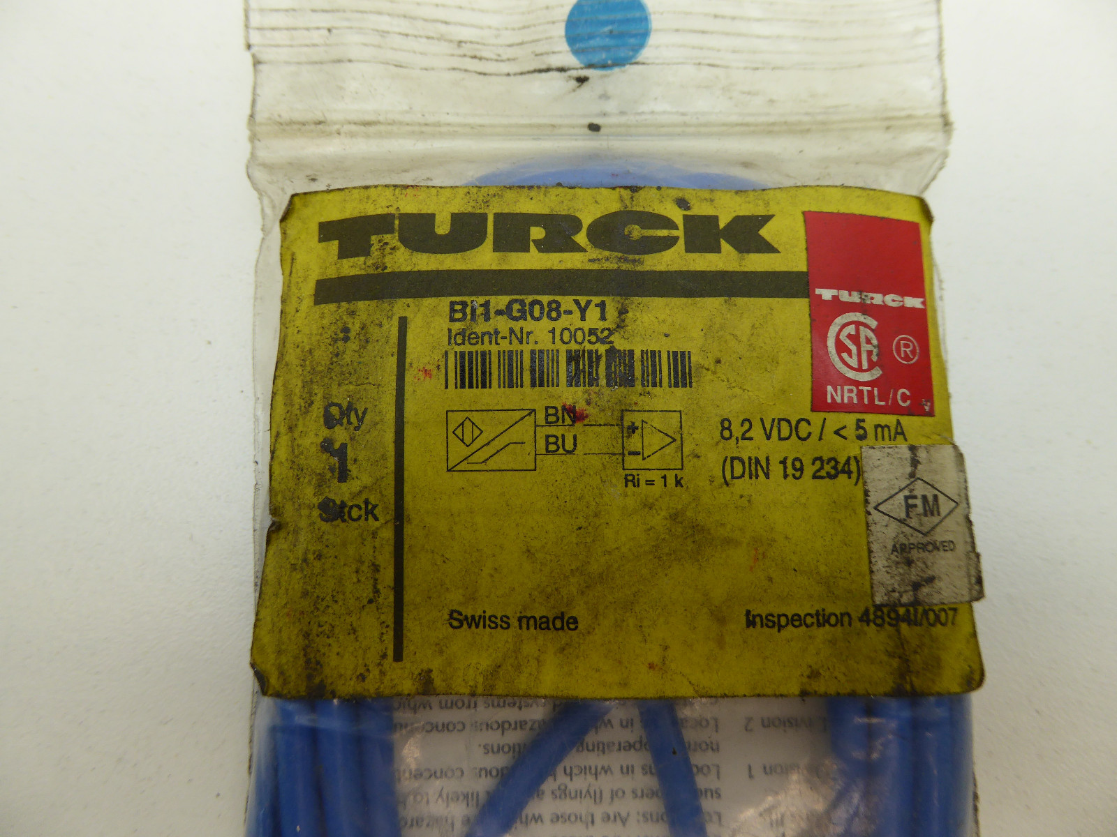 Turck BI1G08Y1 Proximity Sensor Cable NEW