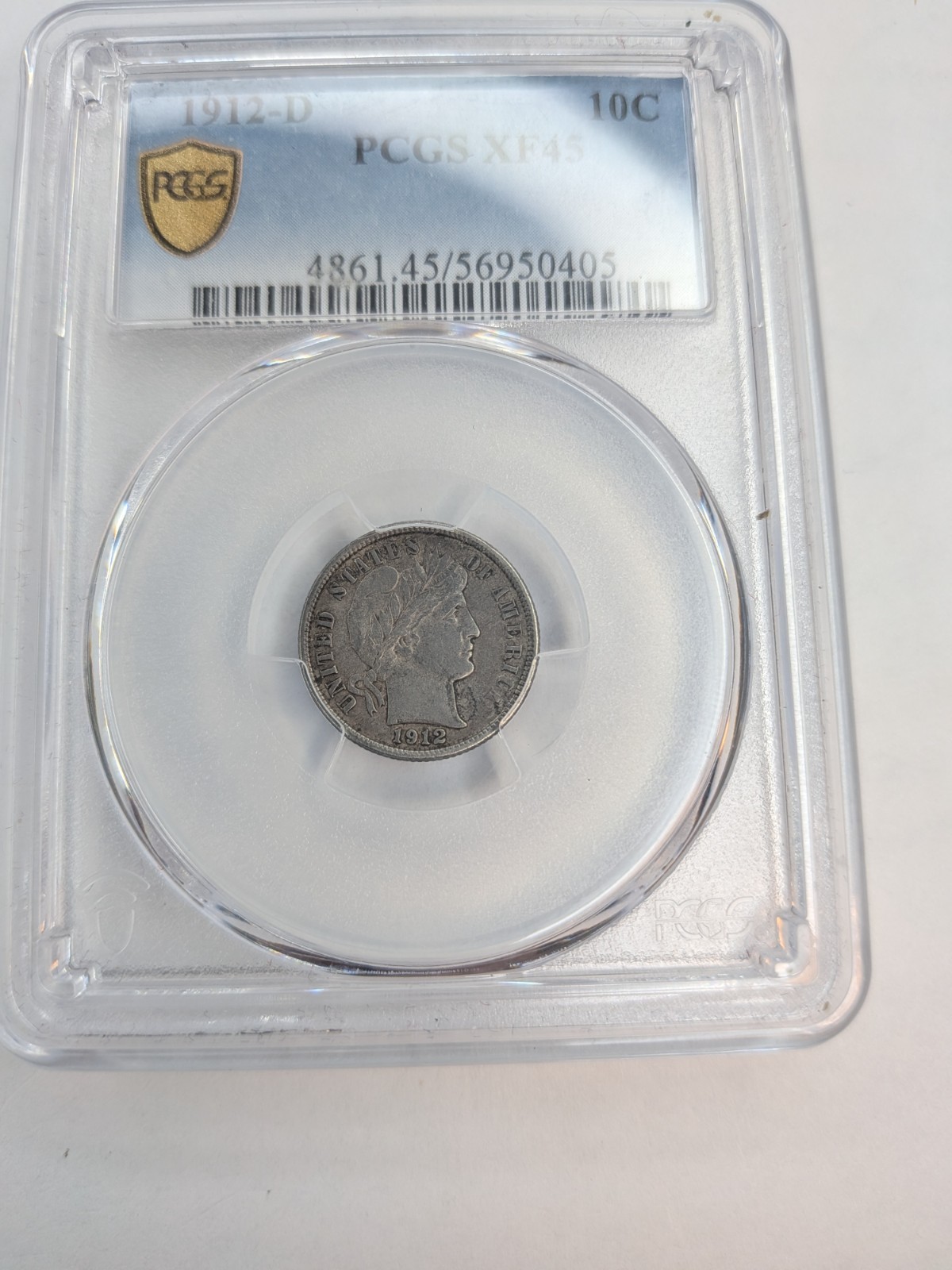 1912 D Barber dime, PCGS XF45