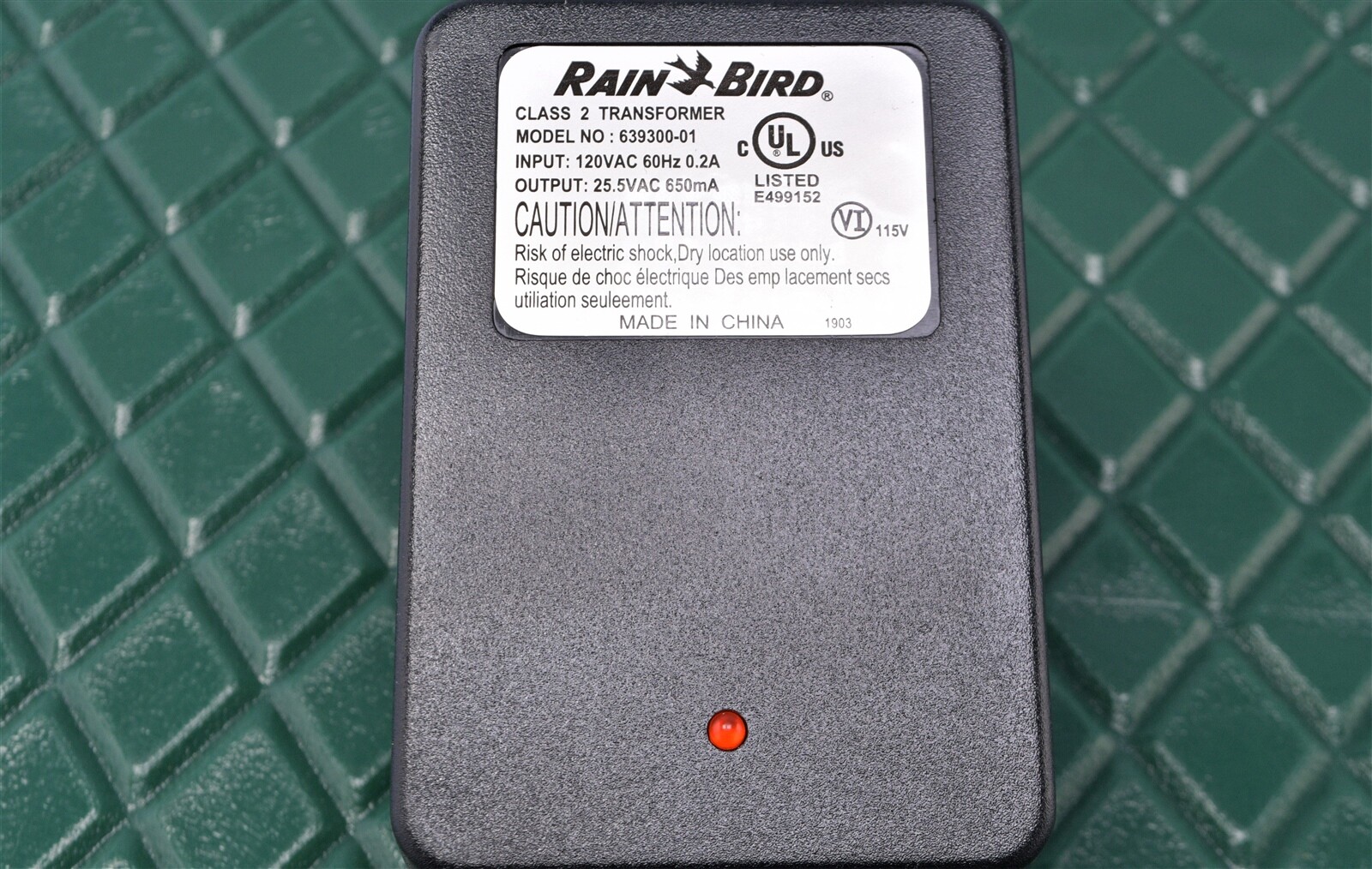 Rainbird E-6i E6-C Sprinkler Timer Transformer Power Supply AC25.5V .650mA