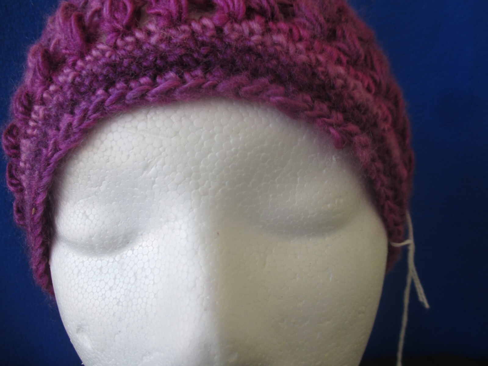 Ladies' Crocheted Beanie Hat Shades of PLUM and ORCHID Acrylic Adult Size