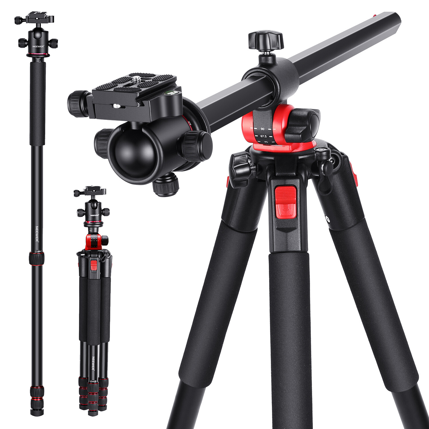 Neewer 72 inch Camera Tripod Monopod with 360-Degree Rotatable Center Column
