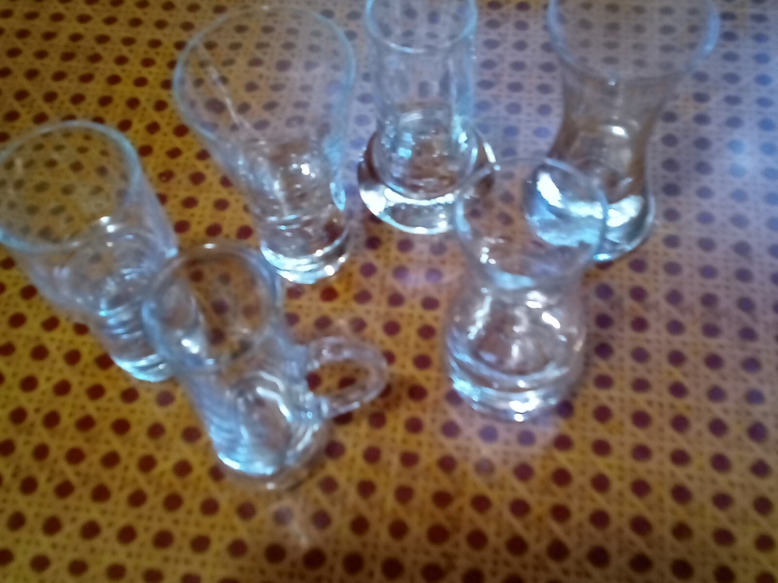 Set of 6 Vintage Assorted Shot Glasses.