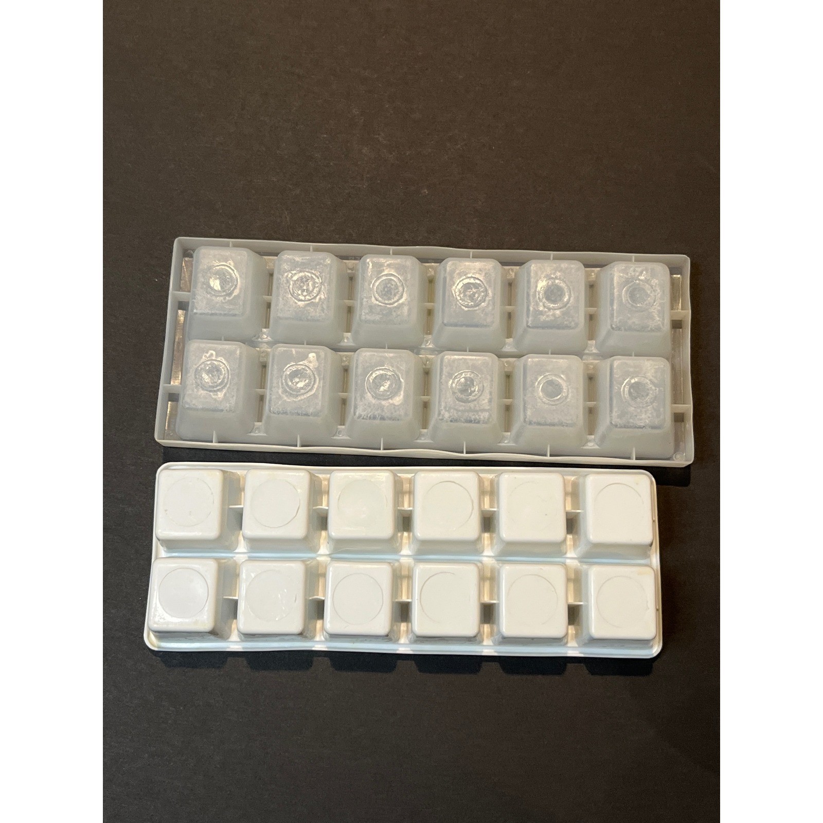 Vintage Plastic Ice Cube Trays Set of 2 White Translucent 12 Slot Rectangular