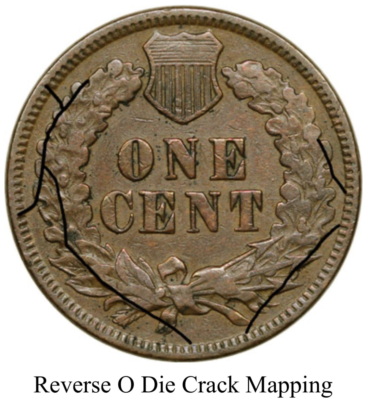 1872 Indian Head Cent - EXTRA FINE REPUNCHED DATE, REV CRACKS, BROKEN D (K763)
