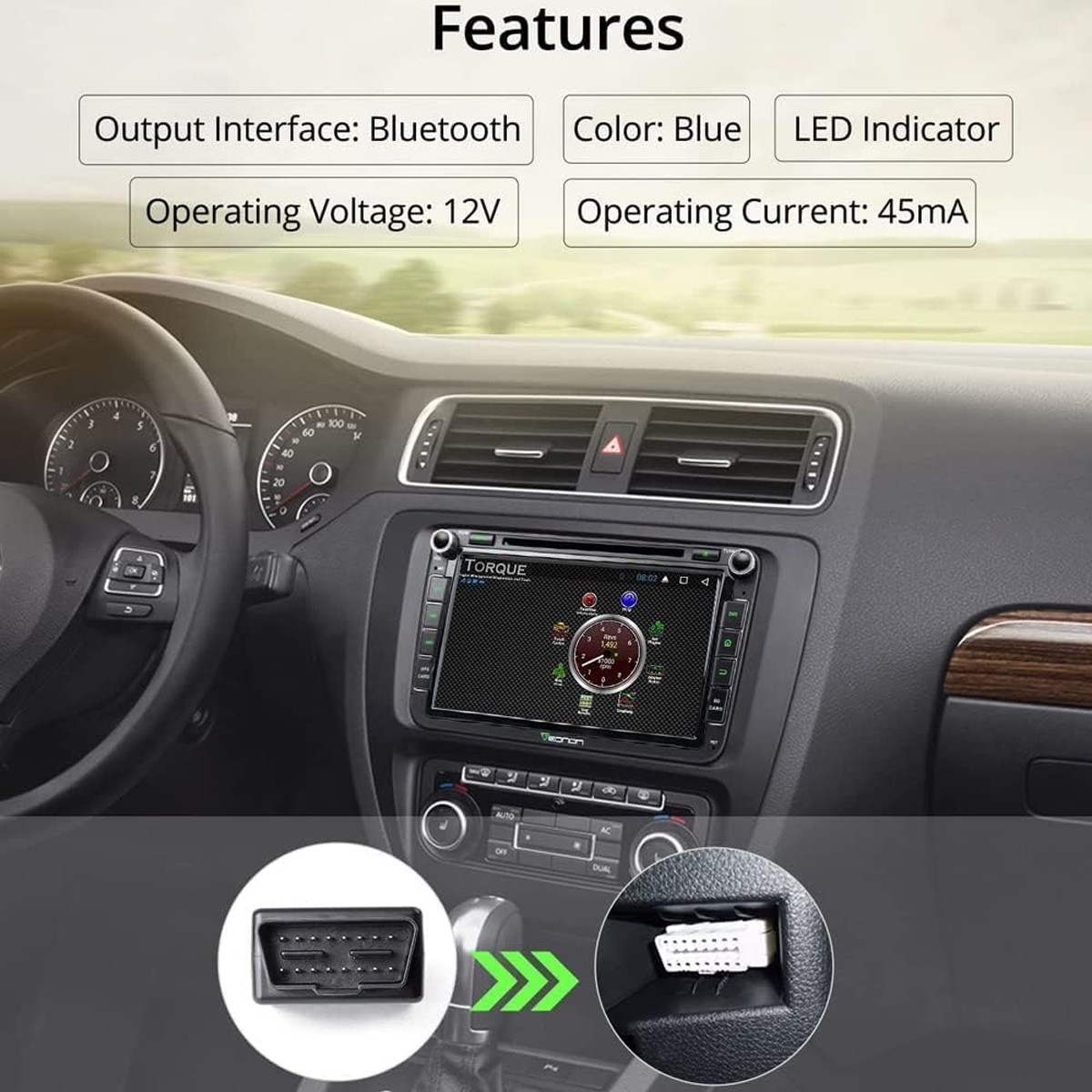US Eonon V0056 OBD2 OBDII Scanner Bluetooth Scanning Tool Adapter ELM327