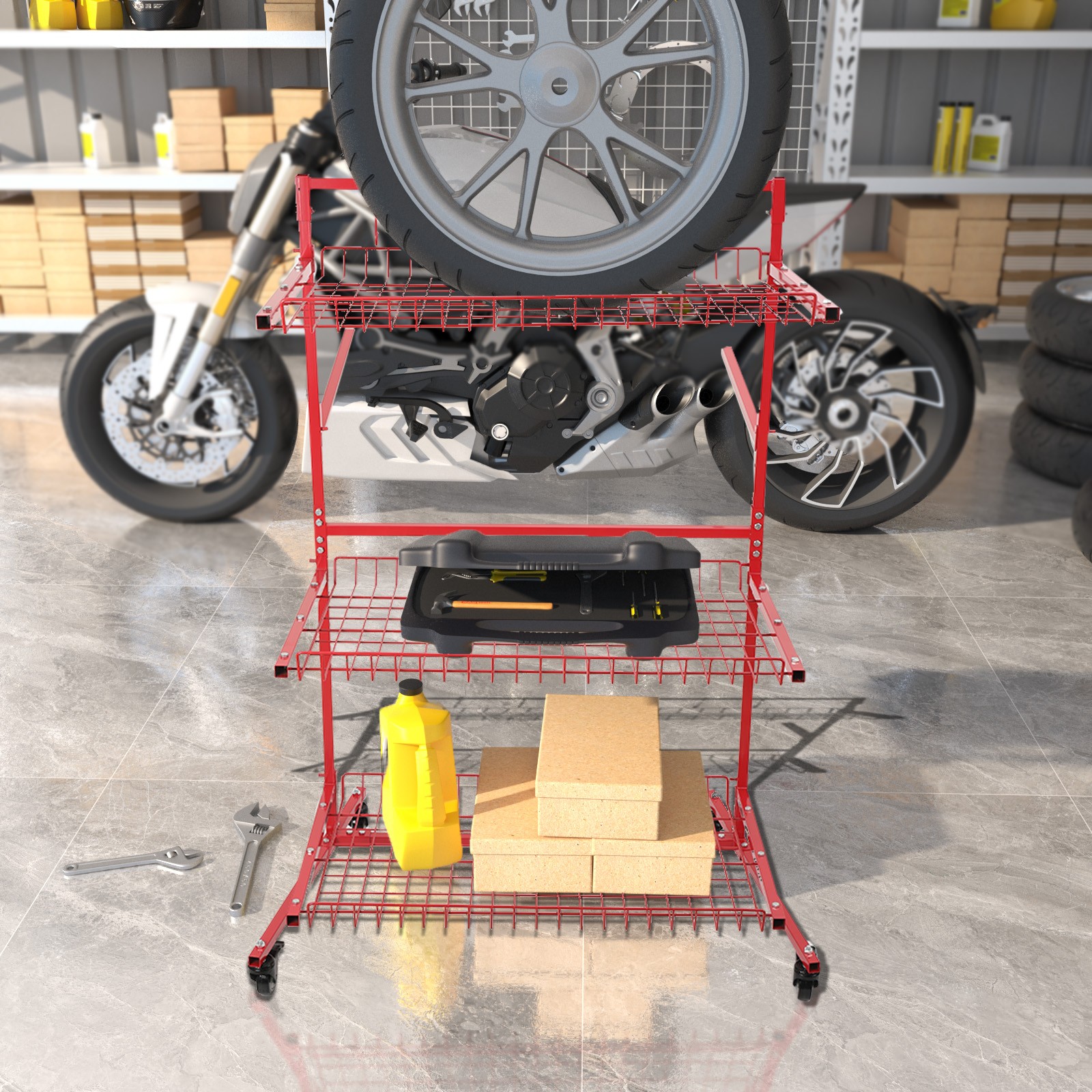 Parts Management Storage Rack Mobile Auto Body Rolling Parts Cart Body Shop Tool