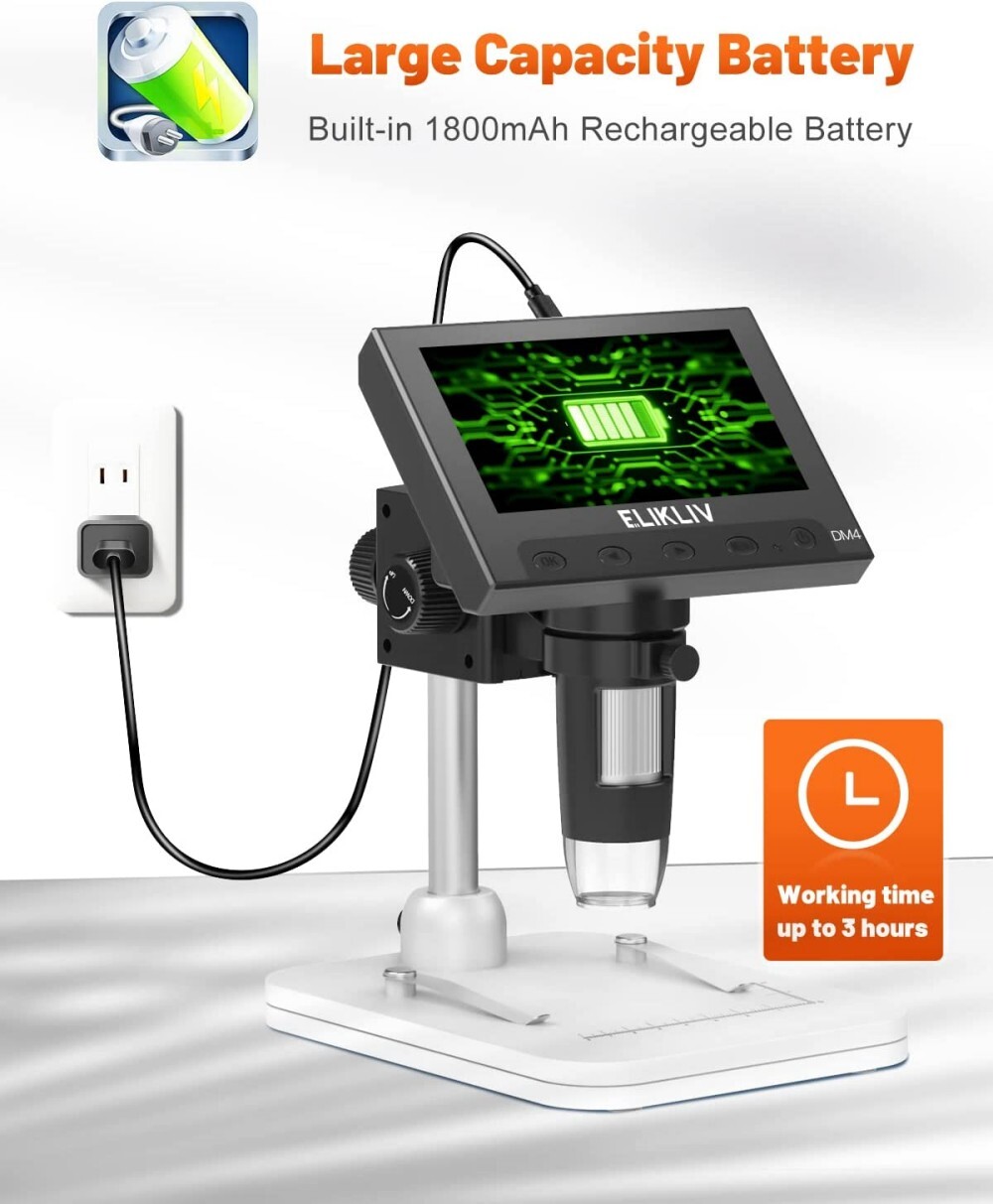 Elikliv Coin Microscope 1000X 4.3'' LCD Digital Microscope with Screen USB Used