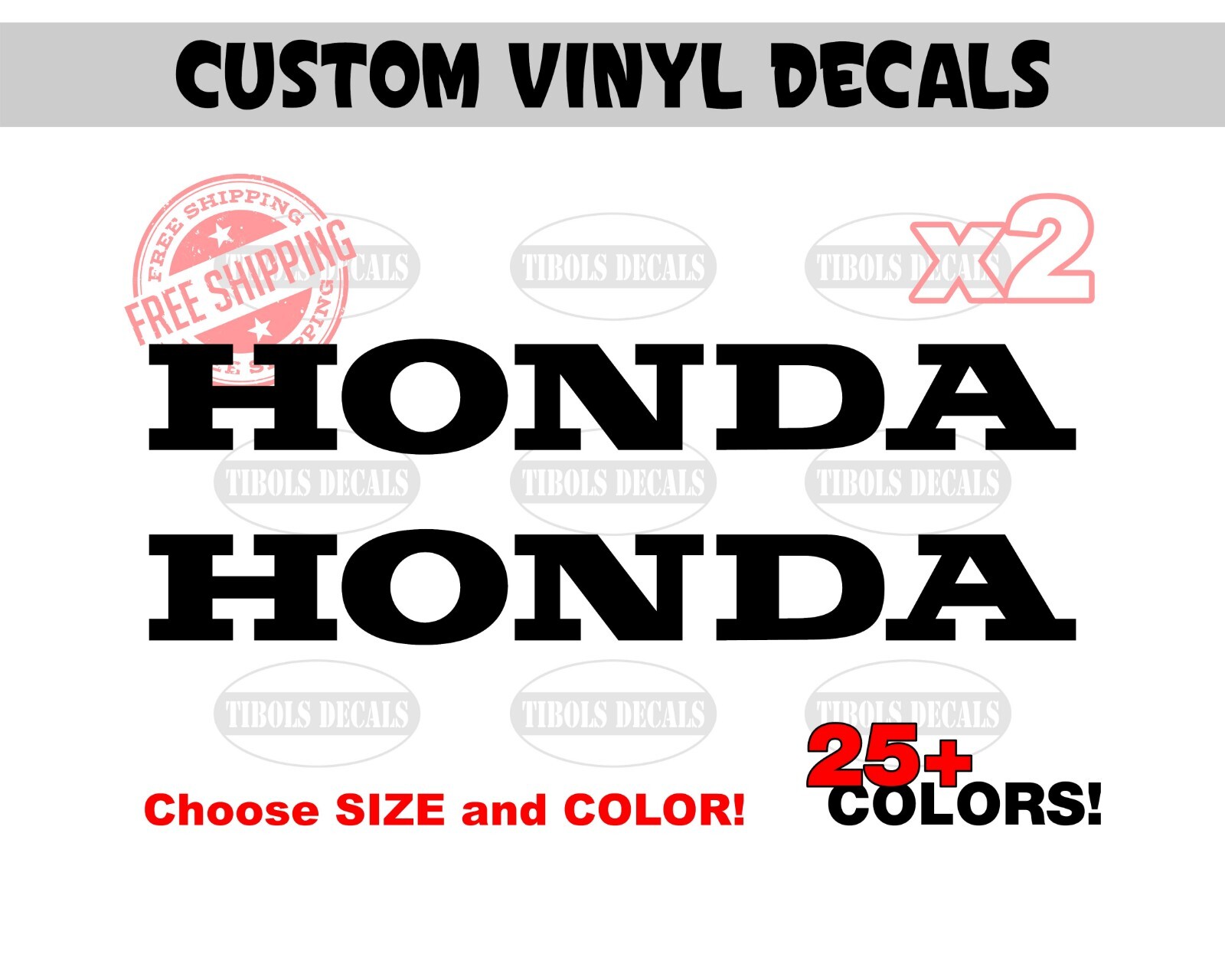 2x HONDA Decals, HONDA Stickers (1 set) Helmet Motorcycle PWC Jetski ATV UTV Car
