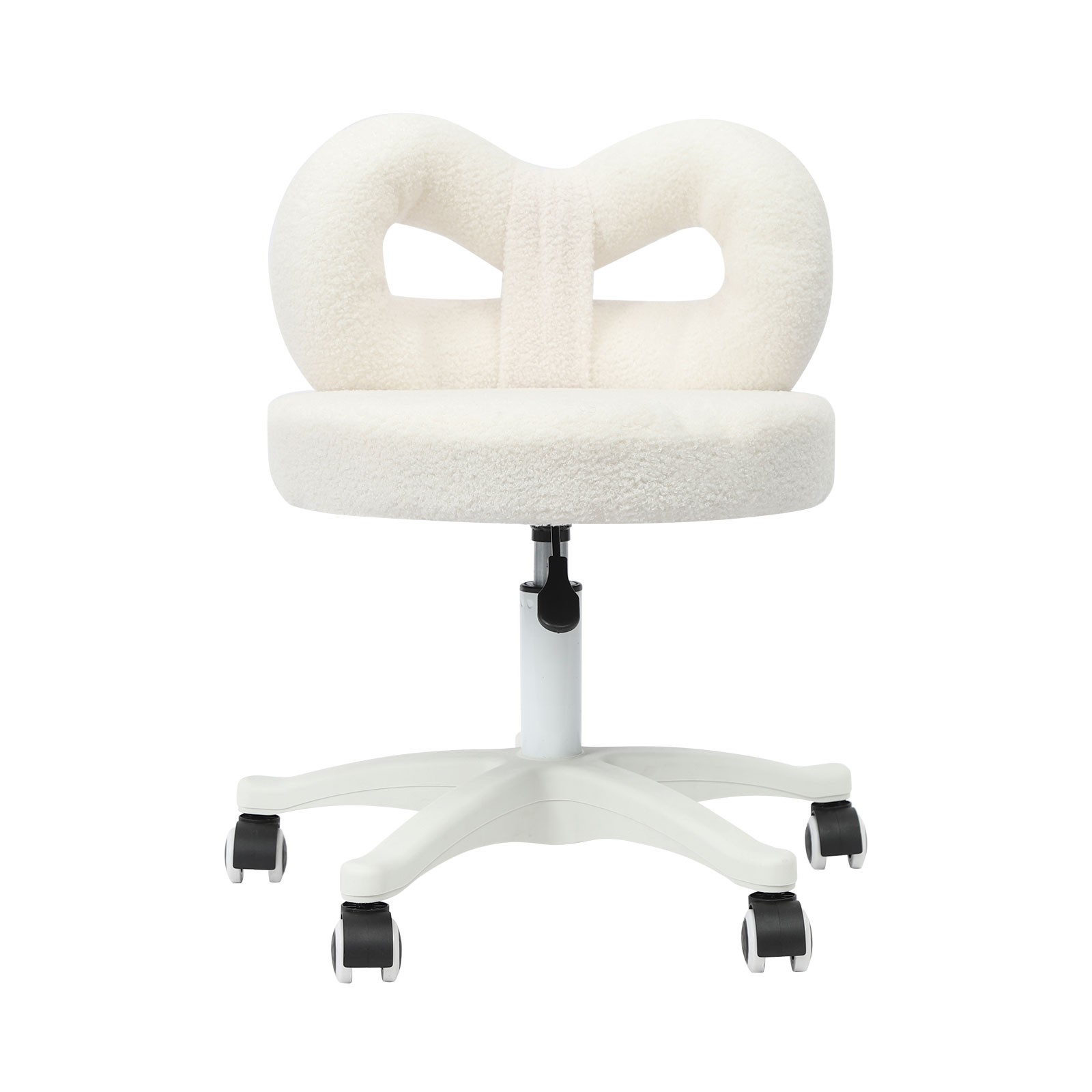 PU Lambswool Cute Bow Backrest Chair, Roller Chair, Make-up Chair