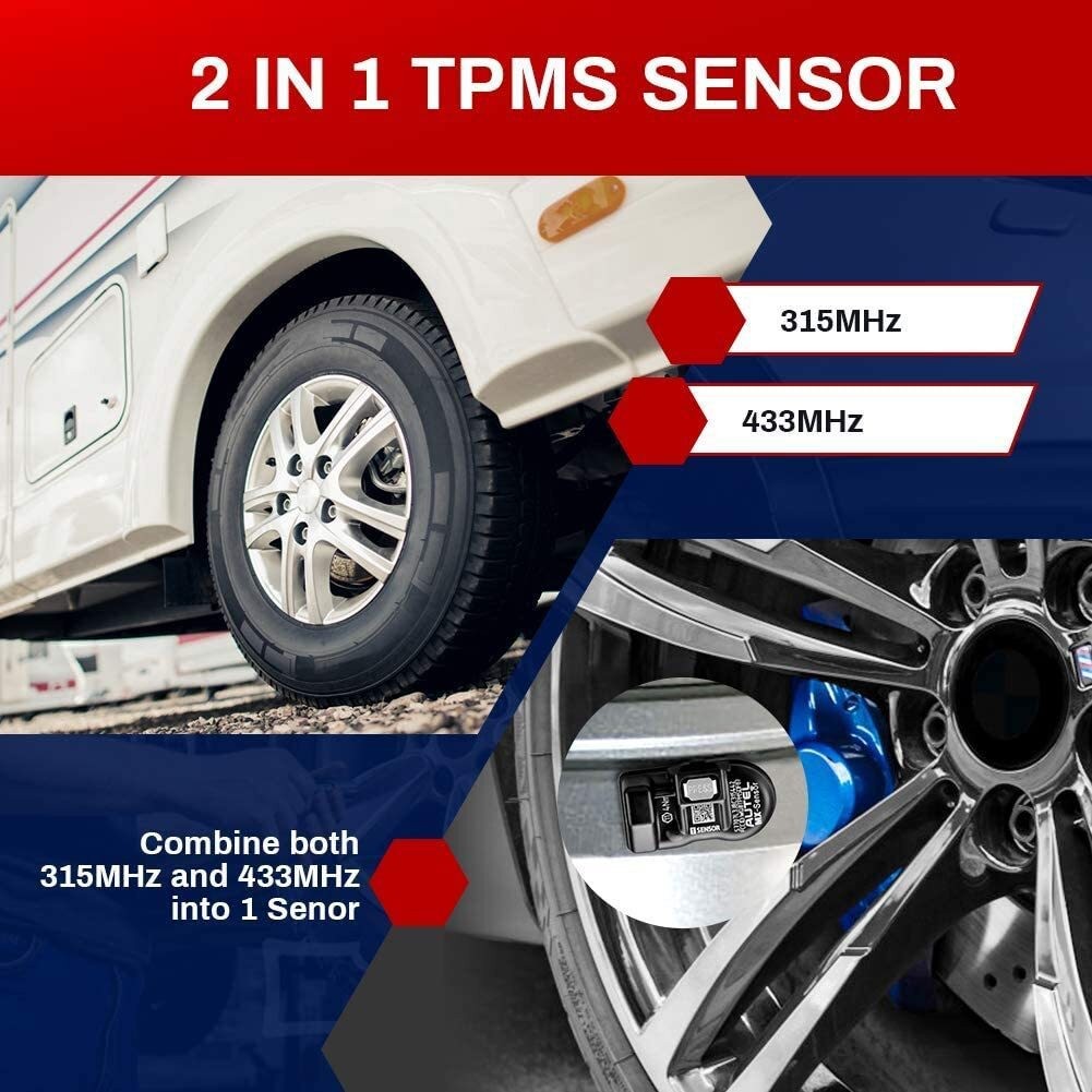 Autel TPMS MX Sensor 2in1 315MHz&433MHz OEM Programmable Press-in Rubber Valve