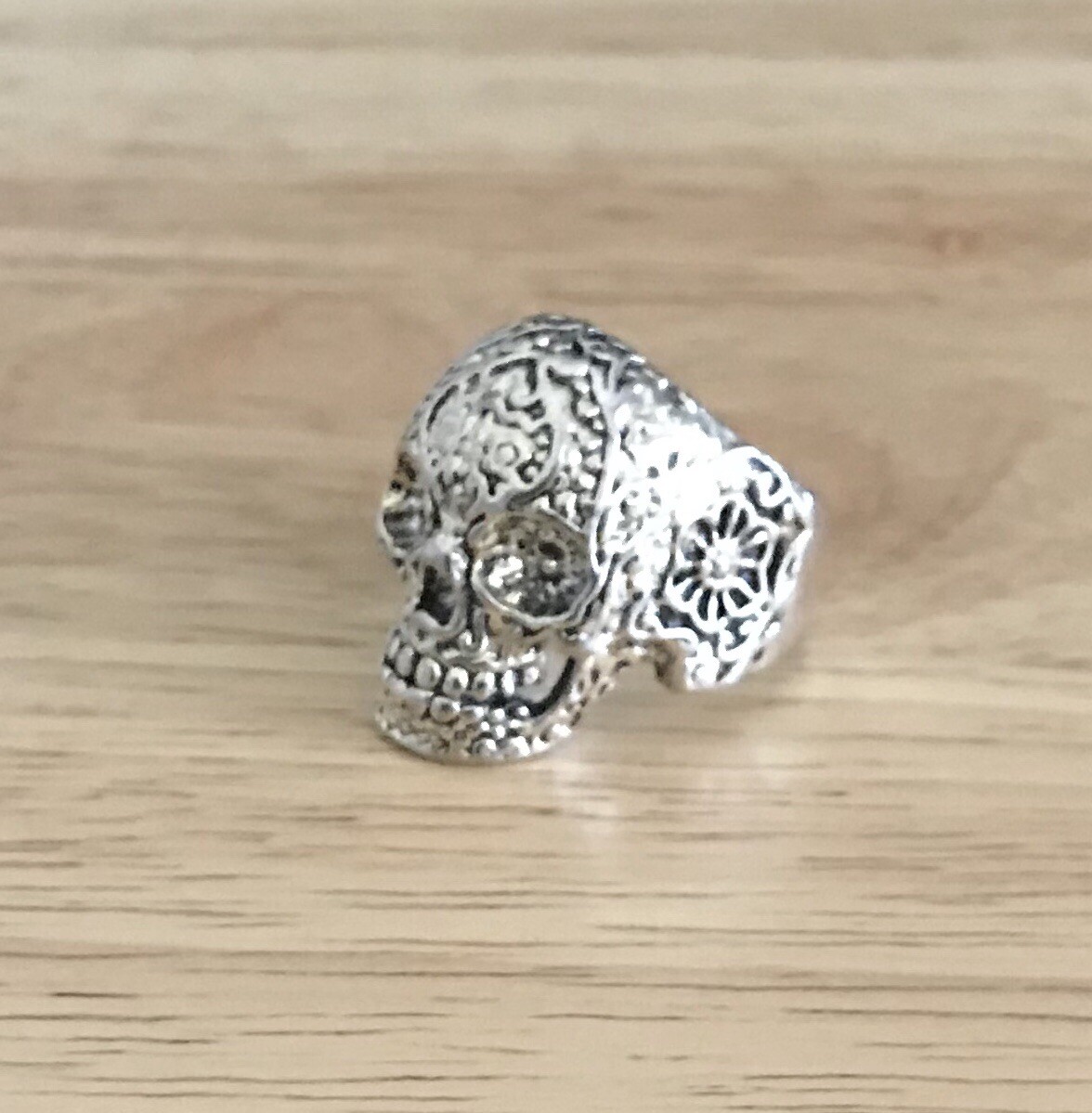 Tibetan Silver Skull Face Ring