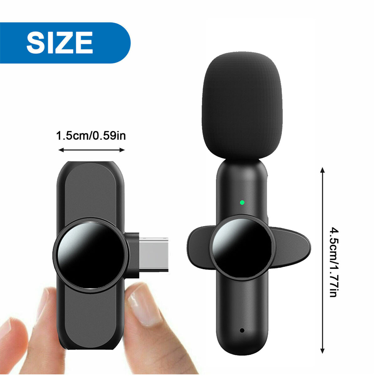2 Pack Mini Wireless Lavalier Microphone Audio Video Recording for iPhone iOS