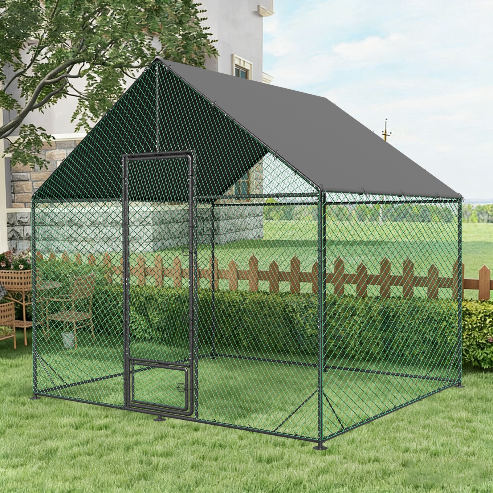 Super Large Metal Chicken Coop Run Enclosure Pen Strengthened Animal Breed Sheds