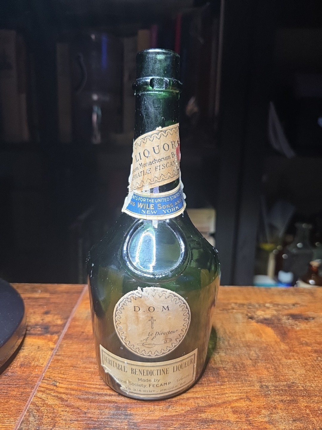 Vintage D.O.M BENEDICTINE Green Liquor Bottle