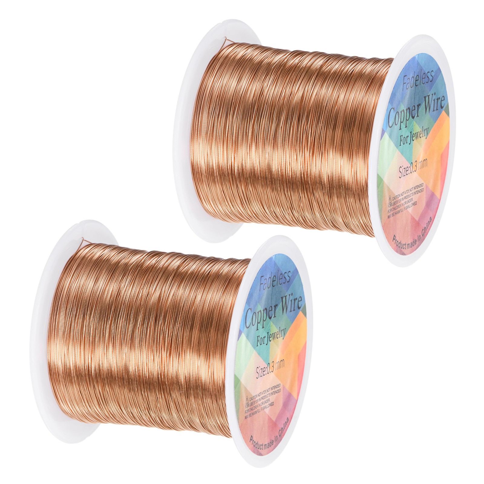2-Rolls 0.3mmx100m Jewelry Wire, 28 Gauge Craft Wire Copper Wire, Copper Tone