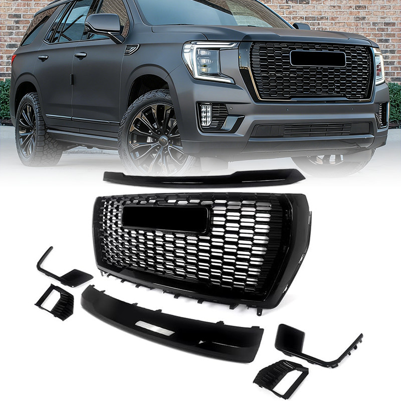 For GMC Yukon/XL Denali 2021 2022 2023 Front Grille W/ Hood Trim Molding Set