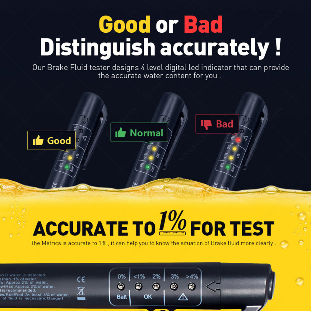 Brake Fluid Tester Pen Oil Testing Moisture Diagnostic Tool For DOT3 DOT4 DOT5