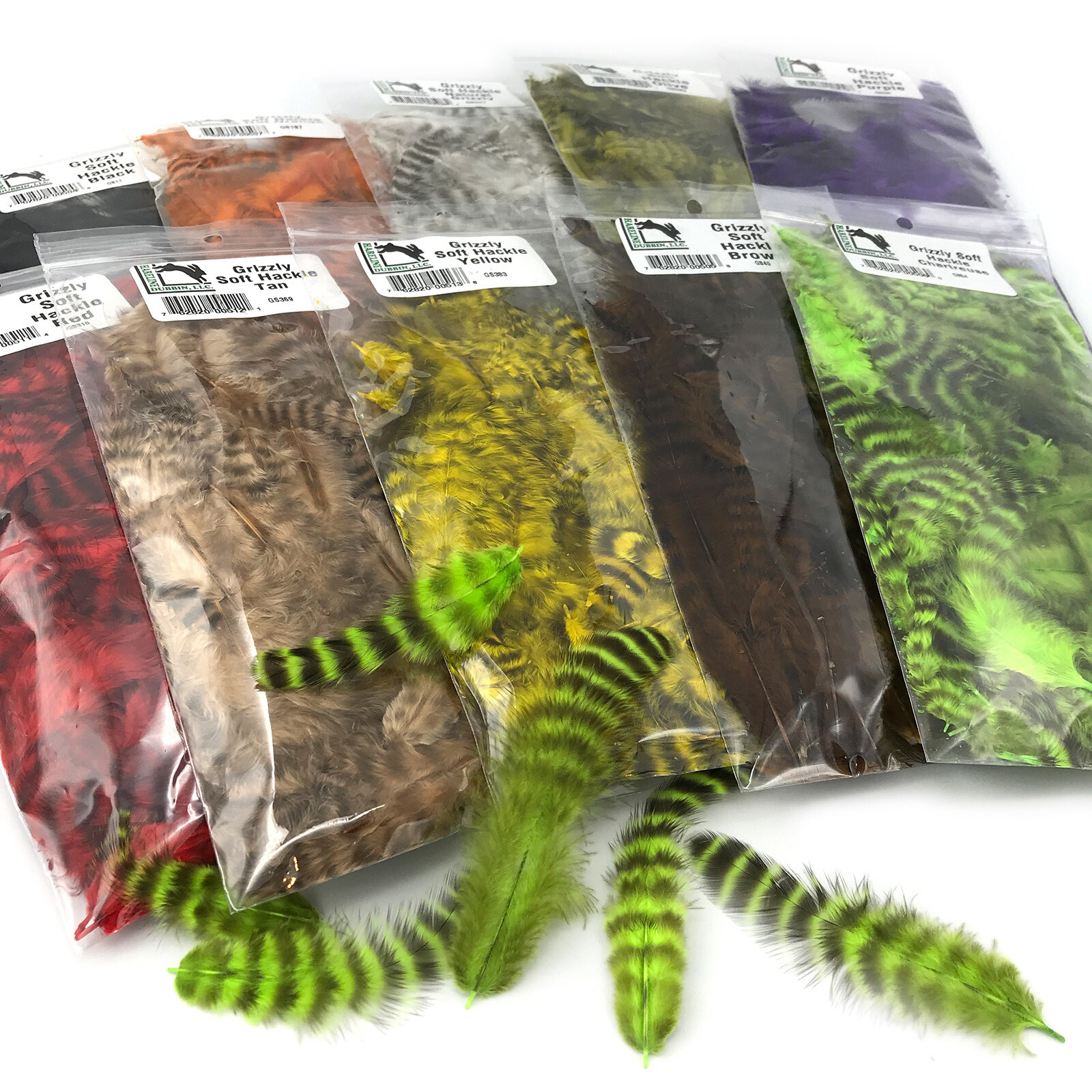 HARELINE GRIZZLY SOFT HACKLE - Fly Tying Barred Feathers - 10 Colors Available!
