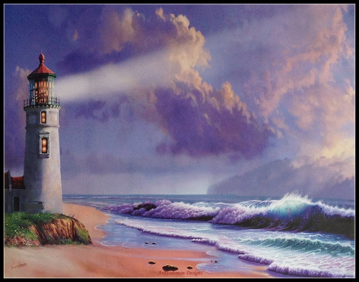 Twilight Lighthouse - Chart Counted Cross Stitch Patterns Needlework DIY DMC