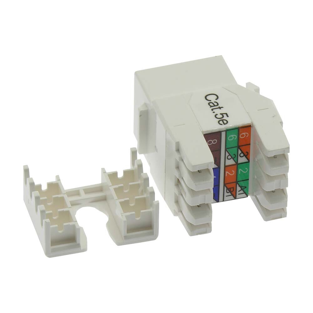 16 Pcs Cat5e RJ45 Network Ethernet Keystone Jack 180 Degree 110 Punch Down White