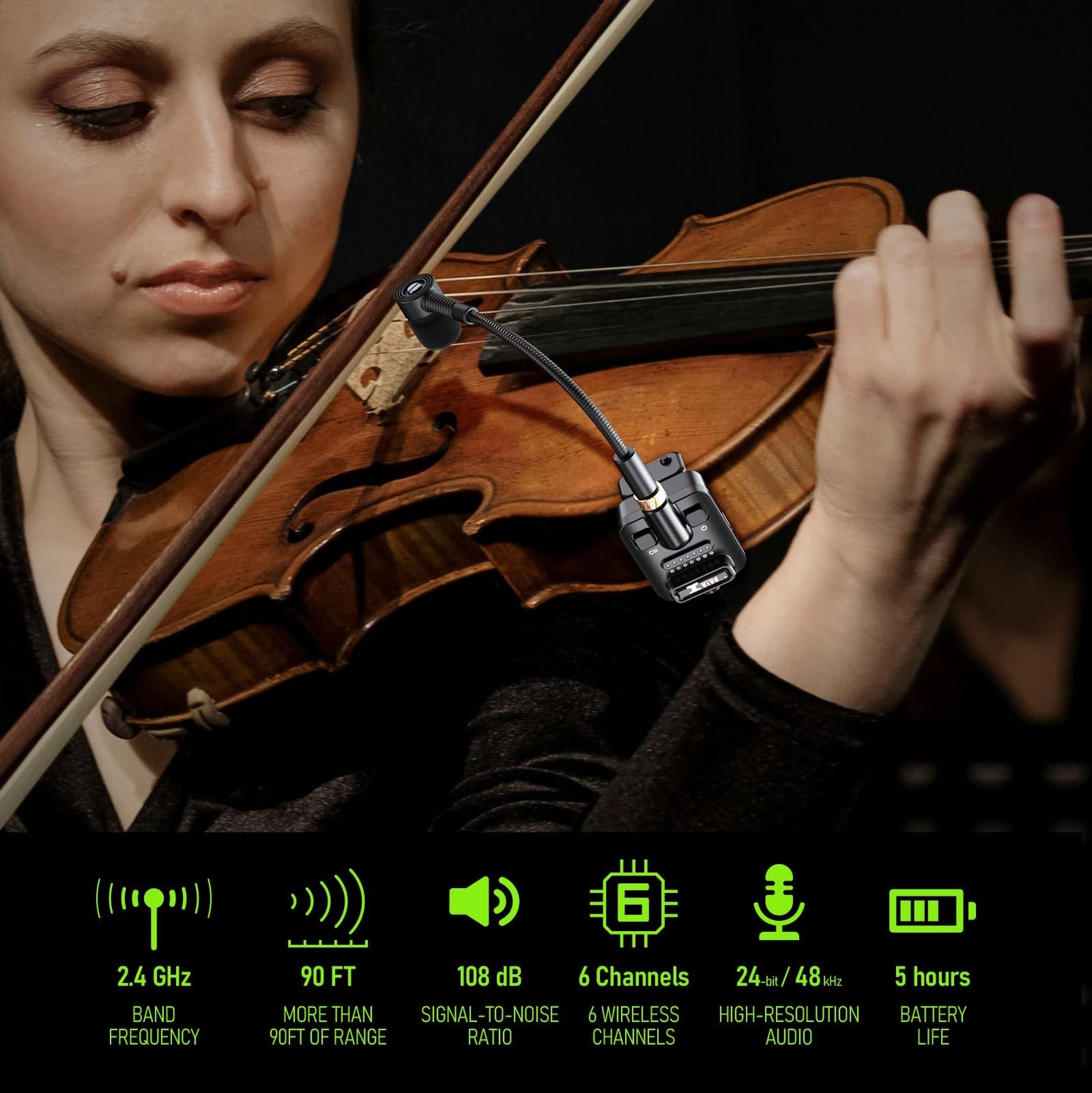 Xvive U9 Violin Mandolin Instrument Microphone Wireless System 2.4 GHz Wirele...