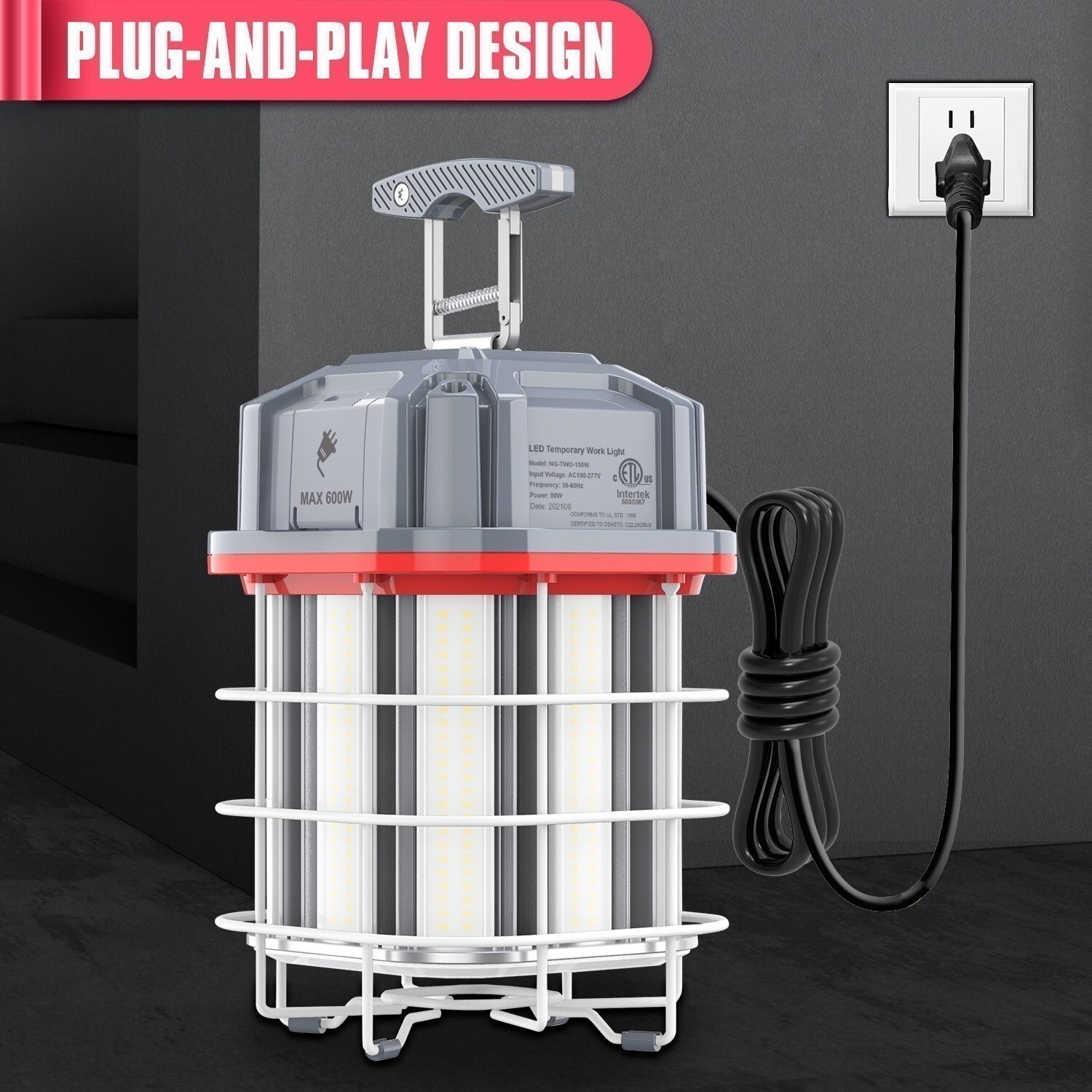 80W Linkable LED Temporary Work Light Commercial Industrial Construction Lights