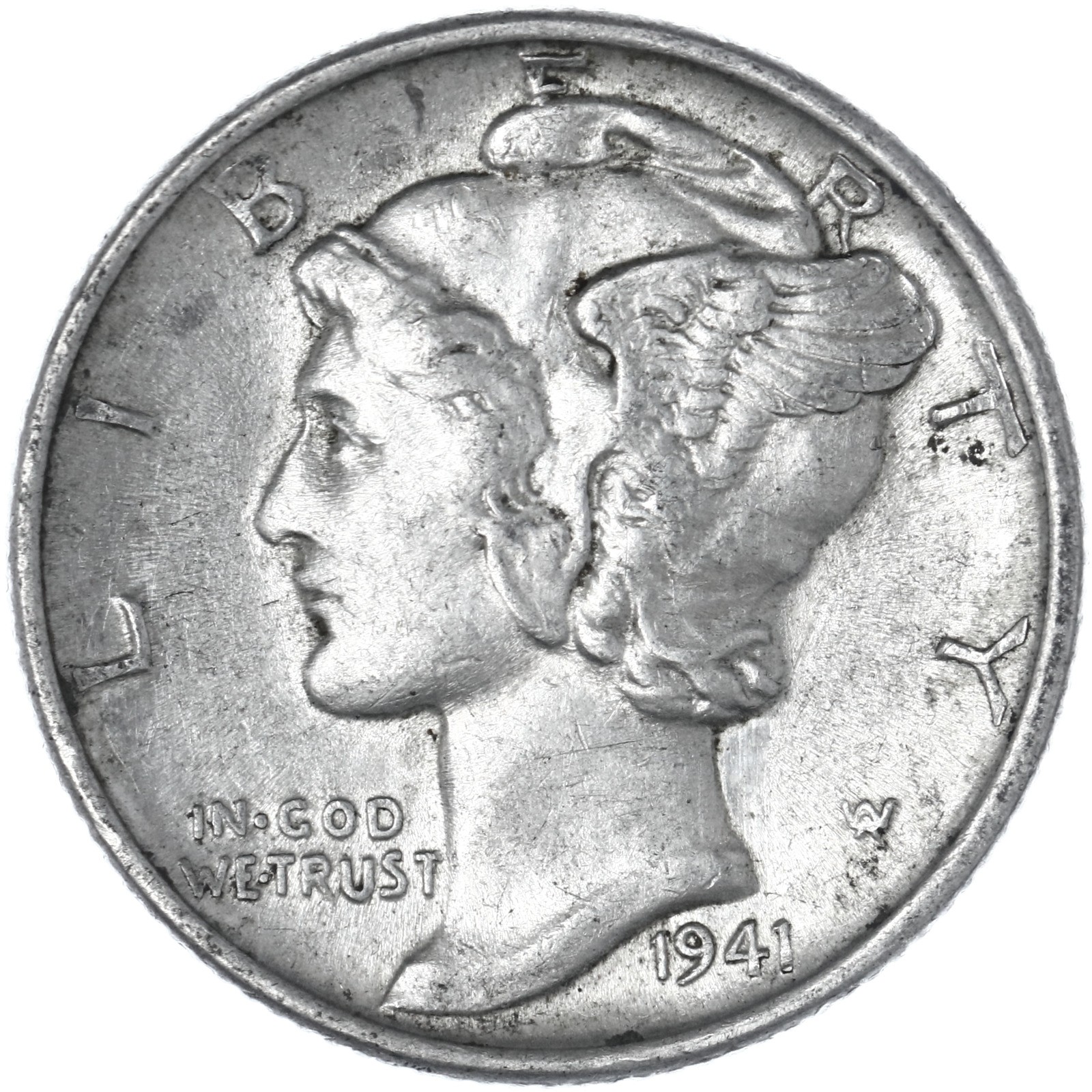 1941 (P) Mercury Dime 90% Silver About Uncirculated AU